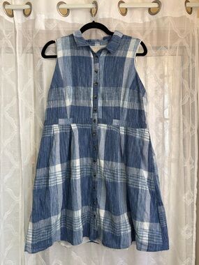 ModCloth | Cotton & Linen Broadcast Coordinator Sleeveless Collared Dress | 1X